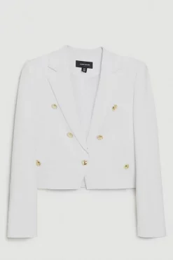 Brand new ๐ Karen Millen Compact Stretch Nautical Cropped Tailored Jacket - navy โ 12 Brand new ๐ Karen Millen Compact Stretch Nautical Cropped Tailored Jacket - navy โ -Karen Millen Outlet store bkk09132 ivory xl 3
