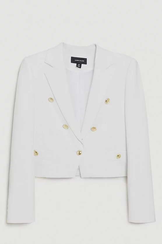 Brand new ๐ Karen Millen Compact Stretch Nautical Cropped Tailored Jacket - navy โ 6 Brand new ๐ Karen Millen Compact Stretch Nautical Cropped Tailored Jacket - navy โ - Image 4