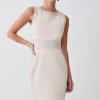 Budget ❤️ Karen Millen Petite Ponte And Faux Leather Pencil Midi 👗 Dress - light beige 🧨 -Karen Millen Outlet store bkk09190 light20beige xl