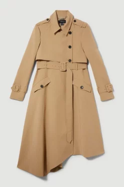 Wholesale 🥰 Karen Millen Tailored Asymmetric Hem Trench 🧥 Coat 😀 -Karen Millen Outlet store bkk09194 camel xl 4