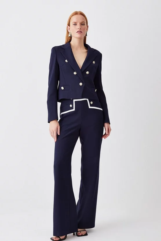 Best Sale 🤩 Karen Millen Compact Stretch Nautical Button Front Wide Leg Trouser - navy 🔔 3 Best Sale 🤩 Karen Millen Compact Stretch Nautical Button Front Wide Leg Trouser - navy 🔔