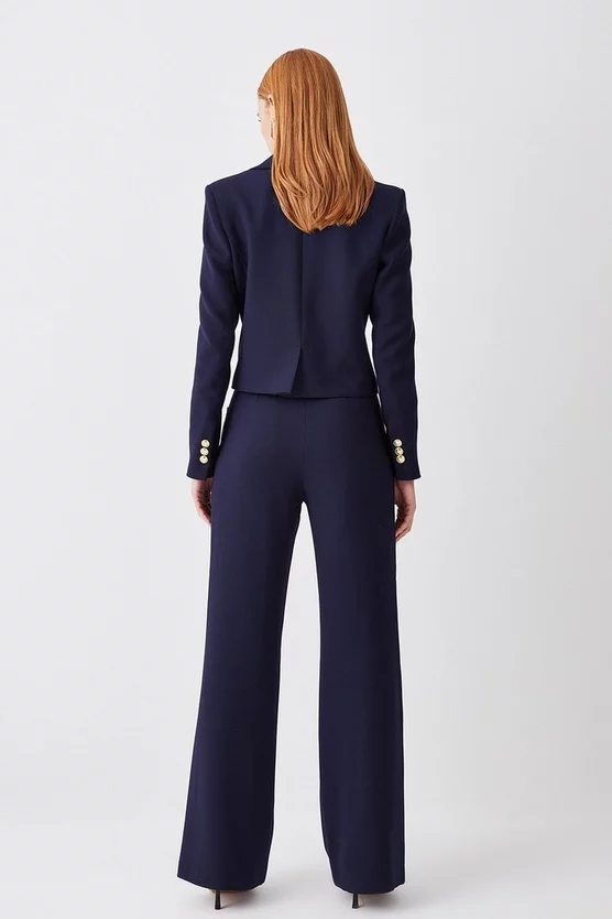 Best Sale 🤩 Karen Millen Compact Stretch Nautical Button Front Wide Leg Trouser - navy 🔔 5 Best Sale 🤩 Karen Millen Compact Stretch Nautical Button Front Wide Leg Trouser - navy 🔔 - Image 3