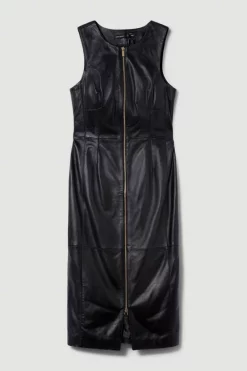 Best reviews of 🥰 Karen Millen Petite Leather Zip Though Pencil Midi 👗 Dress - black 😍 -Karen Millen Outlet store bkk09266 black xl 3