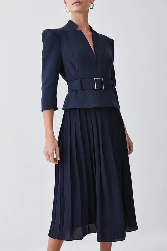 New โจ Karen Millen Petite Structured Crepe Forever Pleated Midi ๐ Dress ๐ฅ 7 New โจ Karen Millen Petite Structured Crepe Forever Pleated Midi ๐ Dress ๐ฅ - Image 5