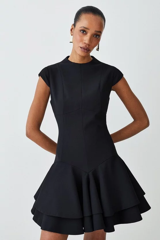 Cheapest โญ Karen Millen High Neck Crepe Full ๐ Skirted Mini ๐ Dress โญ 3 Cheapest โญ Karen Millen High Neck Crepe Full ๐ Skirted Mini ๐ Dress โญ