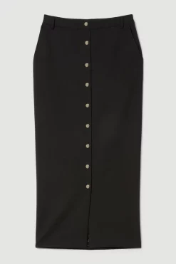 Promo 🎉 Karen Millen Compact Stretch Popper Detail Maxi 👗 Skirt 💯 -Karen Millen Outlet store bkk09296 black xl 3