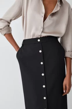 Promo 🎉 Karen Millen Compact Stretch Popper Detail Maxi 👗 Skirt 💯 -Karen Millen Outlet store bkk09296 black xl 4