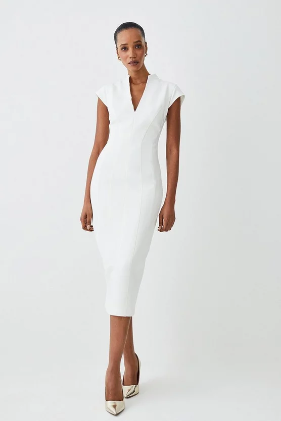 Outlet 😉 Karen Millen Structured Crepe Contour Seamed Midaxi 👗 Dress - ivory 🎁 4 Outlet 😉 Karen Millen Structured Crepe Contour Seamed Midaxi 👗 Dress - ivory 🎁 - Image 2