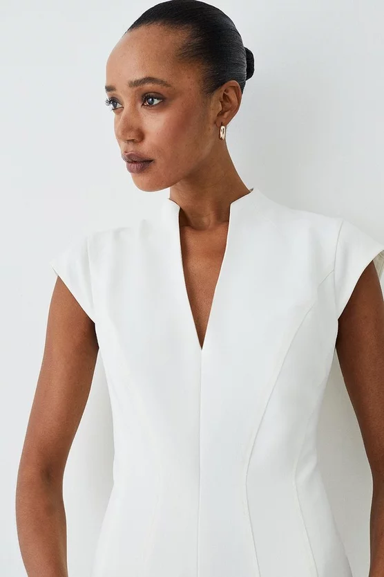 Outlet 😉 Karen Millen Structured Crepe Contour Seamed Midaxi 👗 Dress - ivory 🎁 5 Outlet 😉 Karen Millen Structured Crepe Contour Seamed Midaxi 👗 Dress - ivory 🎁 - Image 3
