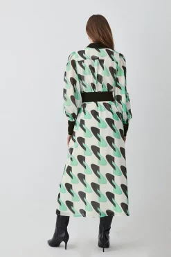 Coupon ✔️ Karen Millen Geo Georgette Belted Midi 👕 Shirt 👗 Dress ⭐ -Karen Millen Outlet store bkk09363 geo xl 2