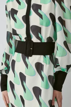 Coupon ✔️ Karen Millen Geo Georgette Belted Midi 👕 Shirt 👗 Dress ⭐ -Karen Millen Outlet store bkk09363 geo xl 4