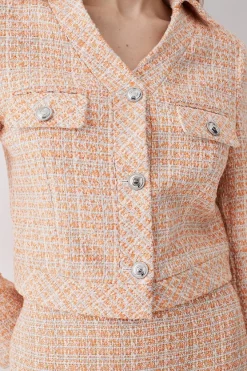 Flash Sale ✔️ Karen Millen Tweed Pocket Crop Jacket - orange 😍 -Karen Millen Outlet store bkk09407 orange xl 4