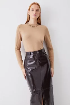 Wholesale 🥰 Karen Millen Long Sleeve Cotton Crew Neck T-shirt 🛒