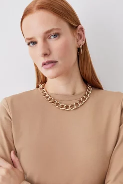 Wholesale 🥰 Karen Millen Long Sleeve Cotton Crew Neck T-shirt 🛒 -Karen Millen Outlet store bkk09439 camel xl 4