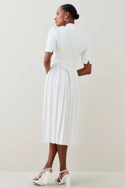 Best reviews of 🧨 Karen Millen Petite Compact Stretch Forever Pleat Belted Midi 👗 Dress - ivory ⭐ -Karen Millen Outlet store bkk09504 ivory xl 2