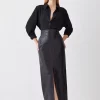 Buy 🛒 Karen Millen Leather High Waisted Pencil Midaxi 👗 Skirt 🤩