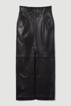 Buy 🛒 Karen Millen Leather High Waisted Pencil Midaxi 👗 Skirt 🤩 -Karen Millen Outlet store bkk09527 black xl 3