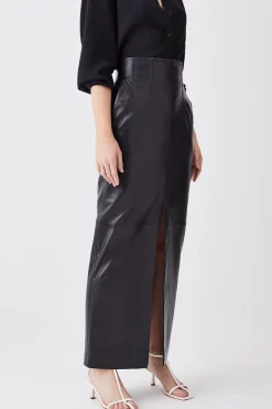 Buy 🛒 Karen Millen Leather High Waisted Pencil Midaxi 👗 Skirt 🤩 -Karen Millen Outlet store bkk09527 black xl 4