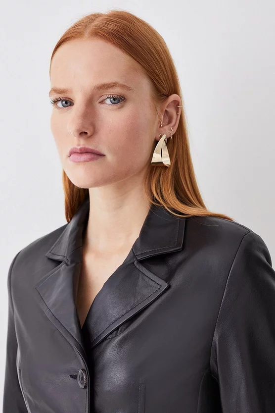 Budget ๐ Karen Millen Leather Single Breasted Tailored Blazer ๐ฏ 4 Budget ๐ Karen Millen Leather Single Breasted Tailored Blazer ๐ฏ - Image 2