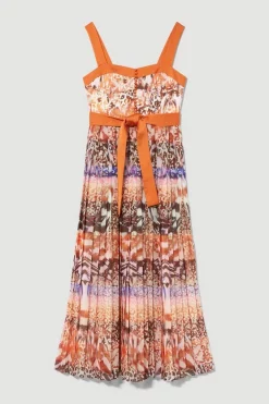 Buy ✨ Karen Millen Petite Top Stitch Pleated Mixed Animal Detail Woven Midi 😉 -Karen Millen Outlet store bkk09571 animal xl 3