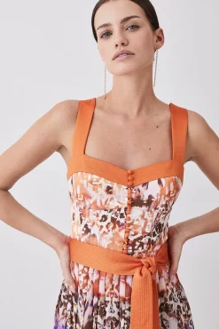 Buy ✨ Karen Millen Petite Top Stitch Pleated Mixed Animal Detail Woven Midi 😉 -Karen Millen Outlet store bkk09571 animal xl 4