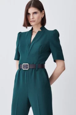 Best Sale 💯 Karen Millen Compact Stretch Forever Belt Jumpsuit - forest 👍