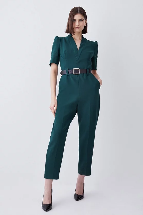 Best Sale 💯 Karen Millen Compact Stretch Forever Belt Jumpsuit - forest 👍 4 Best Sale 💯 Karen Millen Compact Stretch Forever Belt Jumpsuit - forest 👍 - Image 2