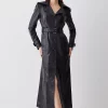 Brand new ✔️ Karen Millen Leather Longline Belted Maxi Trench - black 😍 -Karen Millen Outlet store bkk09599 black xl
