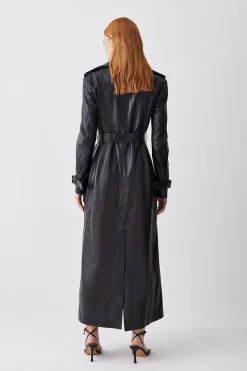 Brand new ✔️ Karen Millen Leather Longline Belted Maxi Trench - black 😍 -Karen Millen Outlet store bkk09599 black xl 2