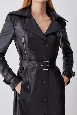 Brand new ✔️ Karen Millen Leather Longline Belted Maxi Trench - black 😍 -Karen Millen Outlet store bkk09599 black xl 4