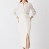 Hot Sale 👏 Karen Millen Petite Compact Stretch Corset Seamed Midi 👗 Skirt - cream 🛒 -Karen Millen Outlet store bkk09605 cream xl