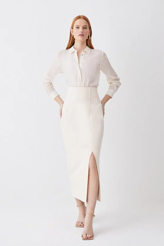 Hot Sale 👏 Karen Millen Petite Compact Stretch Corset Seamed Midi 👗 Skirt - cream 🛒 3 Hot Sale 👏 Karen Millen Petite Compact Stretch Corset Seamed Midi 👗 Skirt - cream 🛒