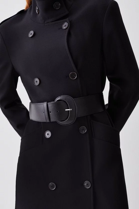 Budget ⭐ Karen Millen Compact Stretch Belted Double Breasted Maxi 🧥 Coat 😀 4 Budget ⭐ Karen Millen Compact Stretch Belted Double Breasted Maxi 🧥 Coat 😀 - Image 2