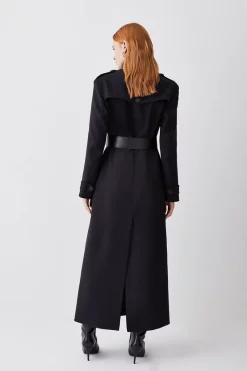 Budget ⭐ Karen Millen Compact Stretch Belted Double Breasted Maxi 🧥 Coat 😀 11 Budget ⭐ Karen Millen Compact Stretch Belted Double Breasted Maxi 🧥 Coat 😀 -Karen Millen Outlet store bkk09629 black xl 2