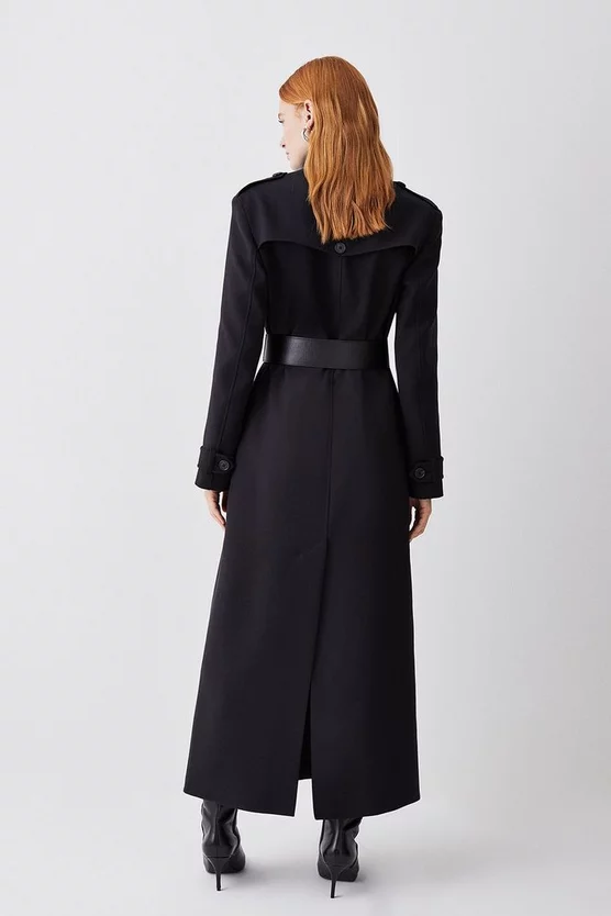 Budget ⭐ Karen Millen Compact Stretch Belted Double Breasted Maxi 🧥 Coat 😀 5 Budget ⭐ Karen Millen Compact Stretch Belted Double Breasted Maxi 🧥 Coat 😀 - Image 3