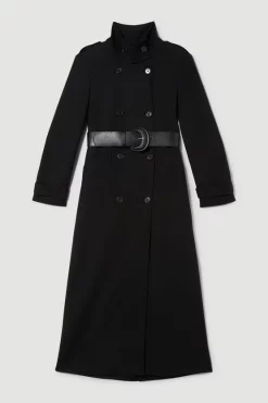Budget ⭐ Karen Millen Compact Stretch Belted Double Breasted Maxi 🧥 Coat 😀 12 Budget ⭐ Karen Millen Compact Stretch Belted Double Breasted Maxi 🧥 Coat 😀 -Karen Millen Outlet store bkk09629 black xl 3