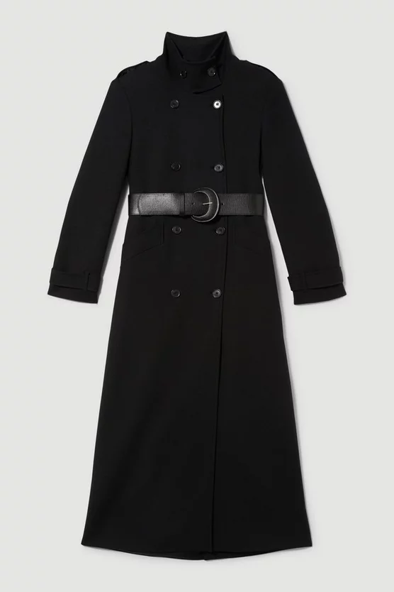 Budget ⭐ Karen Millen Compact Stretch Belted Double Breasted Maxi 🧥 Coat 😀 6 Budget ⭐ Karen Millen Compact Stretch Belted Double Breasted Maxi 🧥 Coat 😀 - Image 4