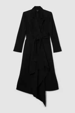 Cheap 🧨 Karen Millen Drape Belted Long Sleeve Soft Tailored Midi 👗 Dress 🧥 Coat 🎁 -Karen Millen Outlet store bkk09631 black xl 3