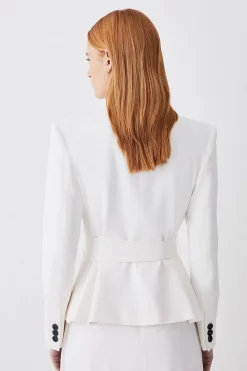 Buy 😀 Karen Millen Drape Detail Belted Soft Blazer ⭐ -Karen Millen Outlet store bkk09633 ivory xl 2