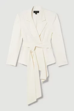 Buy 😀 Karen Millen Drape Detail Belted Soft Blazer ⭐ -Karen Millen Outlet store bkk09633 ivory xl 3