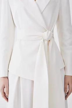 Buy 😀 Karen Millen Drape Detail Belted Soft Blazer ⭐ -Karen Millen Outlet store bkk09633 ivory xl 4