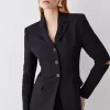 Flash Sale 😍 Karen Millen Clean Tailored Split Detail Blazer 🌟 -Karen Millen Outlet store bkk09636 black xl