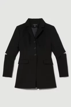 Flash Sale 😍 Karen Millen Clean Tailored Split Detail Blazer 🌟 -Karen Millen Outlet store bkk09636 black xl 3