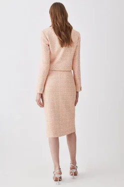 Promo 🔔 Karen Millen Tweed Wrap Detail Midiaxi 👗 Skirt - orange 🧨 -Karen Millen Outlet store bkk09655 orange xl 2