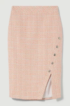 Promo 🔔 Karen Millen Tweed Wrap Detail Midiaxi 👗 Skirt - orange 🧨 -Karen Millen Outlet store bkk09655 orange xl 3