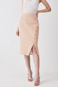 Promo 🔔 Karen Millen Tweed Wrap Detail Midiaxi 👗 Skirt - orange 🧨 -Karen Millen Outlet store bkk09655 orange xl 4