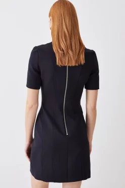 New 🌟 Karen Millen Italian Compact Scuba Jersey Seamed A Line Mini 👗 Dress 🥰 -Karen Millen Outlet store bkk09678 black xl 2