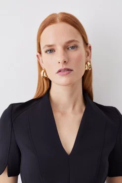 New 🌟 Karen Millen Italian Compact Scuba Jersey Seamed A Line Mini 👗 Dress 🥰 -Karen Millen Outlet store bkk09678 black xl 4