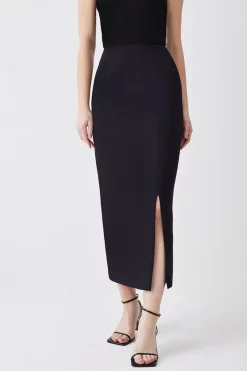 Hot Sale 💯 Karen Millen Italian Compact Scuba Jersey Pencil Midi 👗 Skirt 🔥 -Karen Millen Outlet store bkk09681 black xl 4