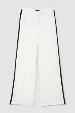 Buy ⌛ Karen Millen Compact Viscose Contrast Panelled Wide Leg Trouser - ivory 🌟 -Karen Millen Outlet store bkk09686 ivory xl 3